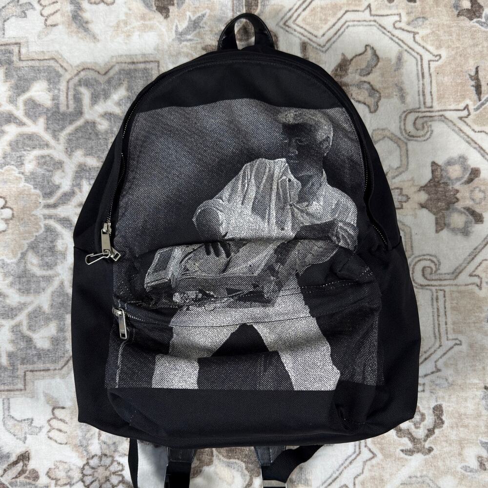 Celine x Christian Marclay Medium Backpack Phonoguitar Print Black Nylon Hedi